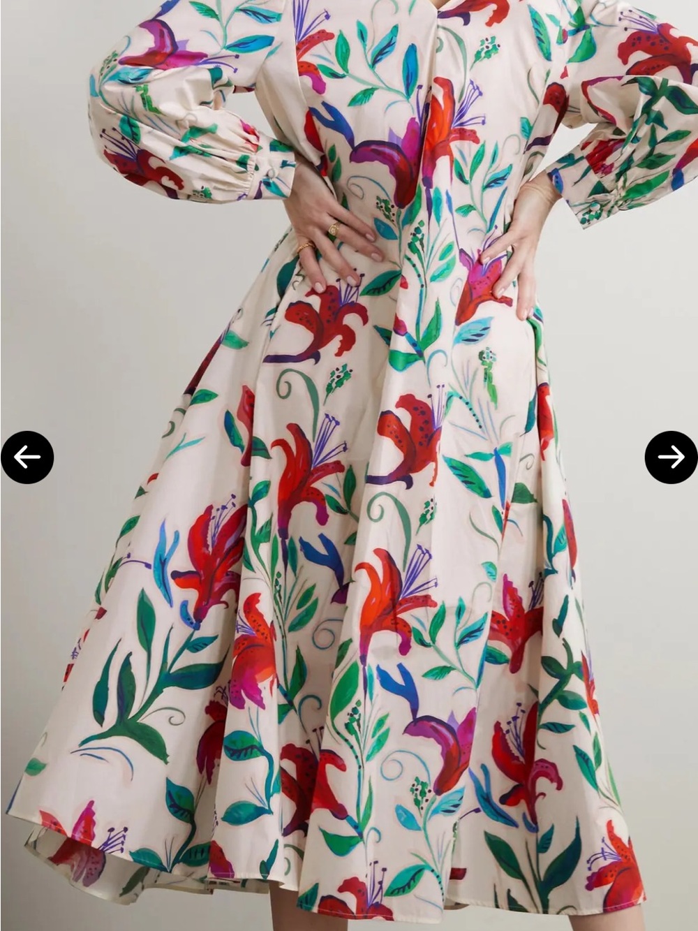 La Double J Floral V-Neck bali cotton polin Dress sz small EUC